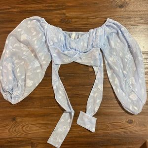 Blue Lucy in the Sky tie back top